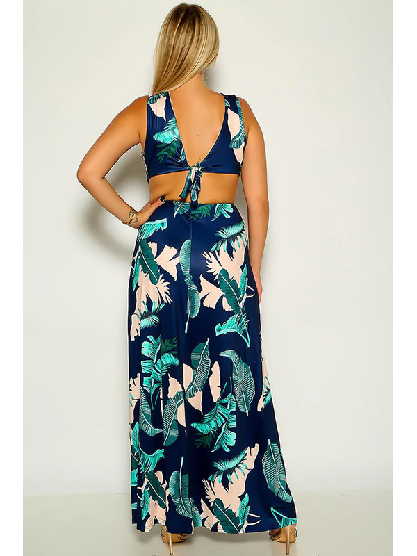 Women Sexy Tropical Print Maxi Dress