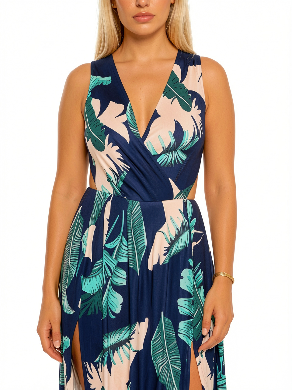 Women Sexy Tropical Print Maxi Dress