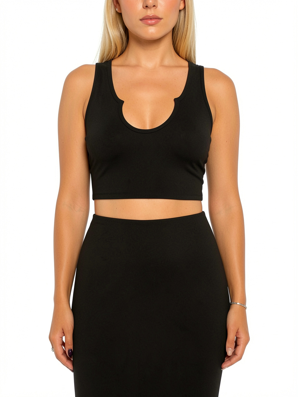 Women Sexy 2 Piece Crop Top Maxi Skirt Set