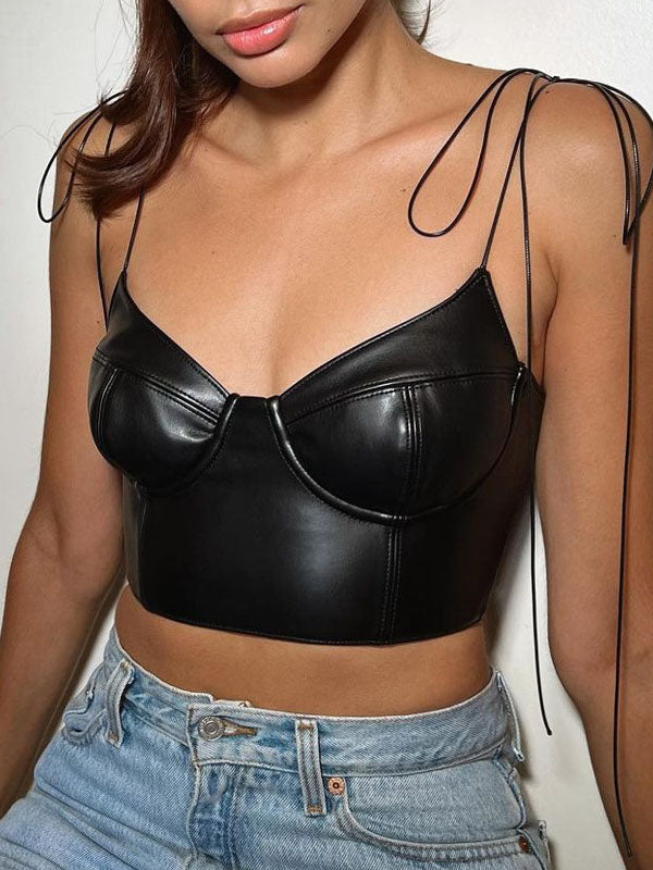 Women Sexy Faux Leather Bustier