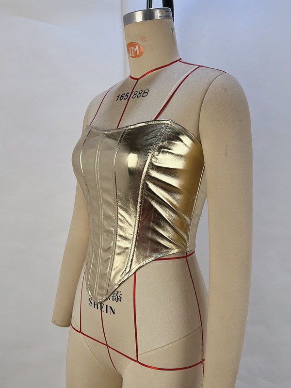 Women Sexy Faux Leather Bustier