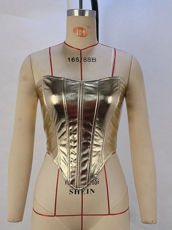 Women Sexy Faux Leather Bustier