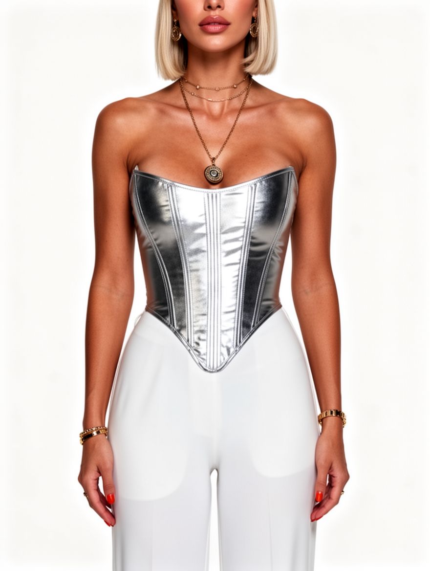 Women Sexy Faux Leather Bustier
