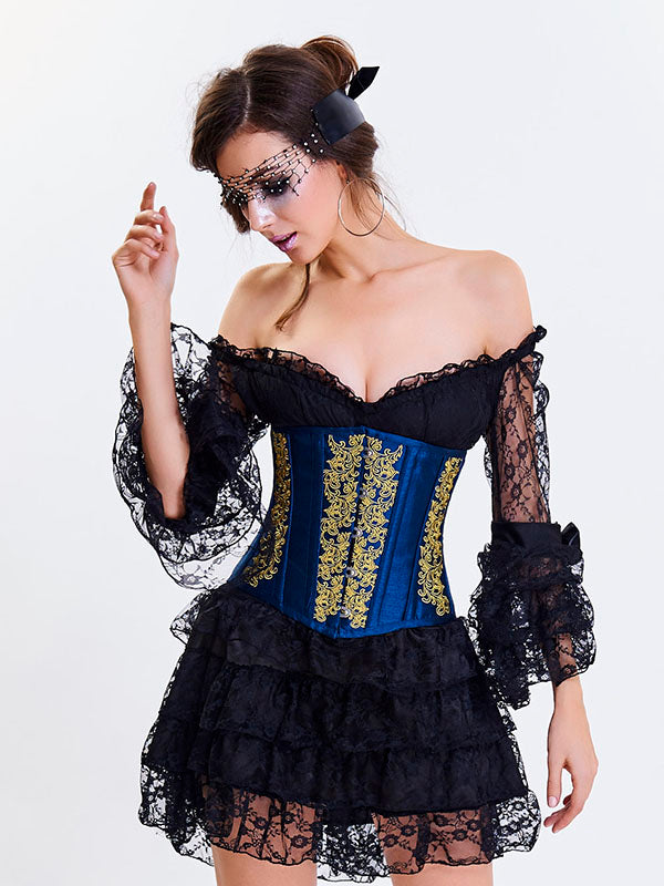 Sexy Embroidery Waist Trainer Underbust Corsets