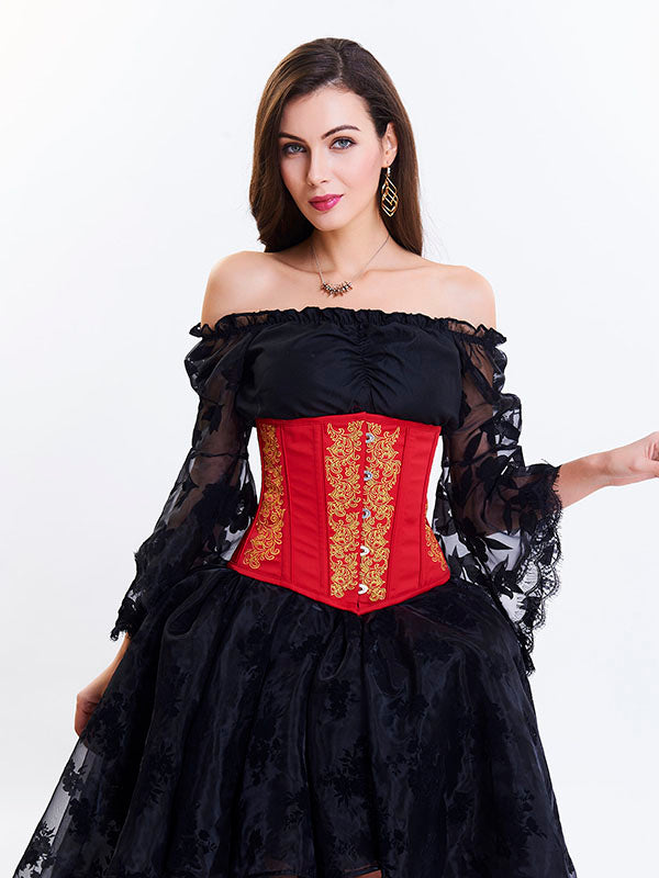 Sexy Embroidery Waist Trainer Underbust Corsets