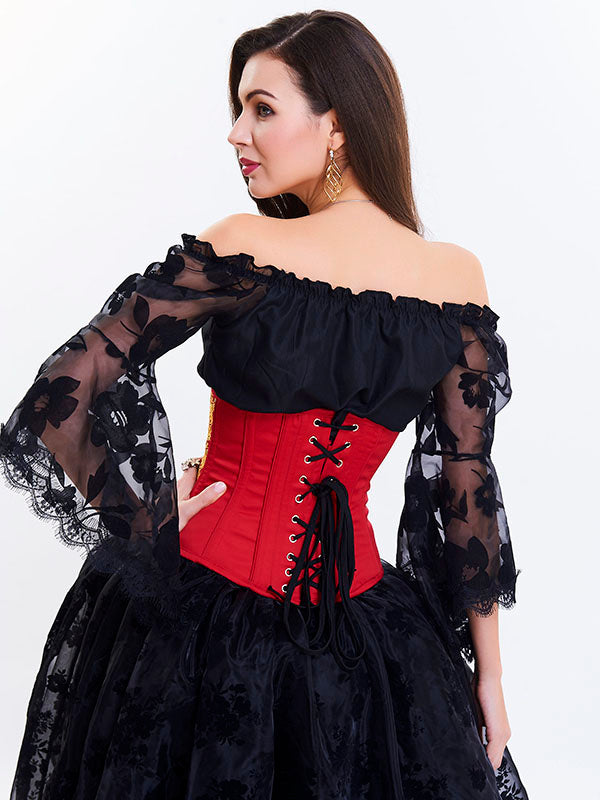 Sexy Embroidery Waist Trainer Underbust Corsets