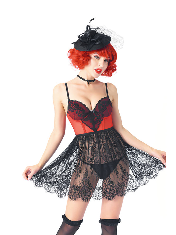 Lace Bustier Babydoll Lingerie Dress