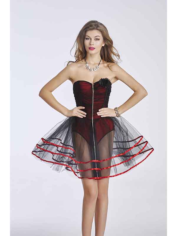 Sheer Mesh Ribbon Trim Tutu Skirt