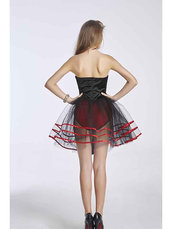 Sheer Mesh Ribbon Trim Tutu Skirt