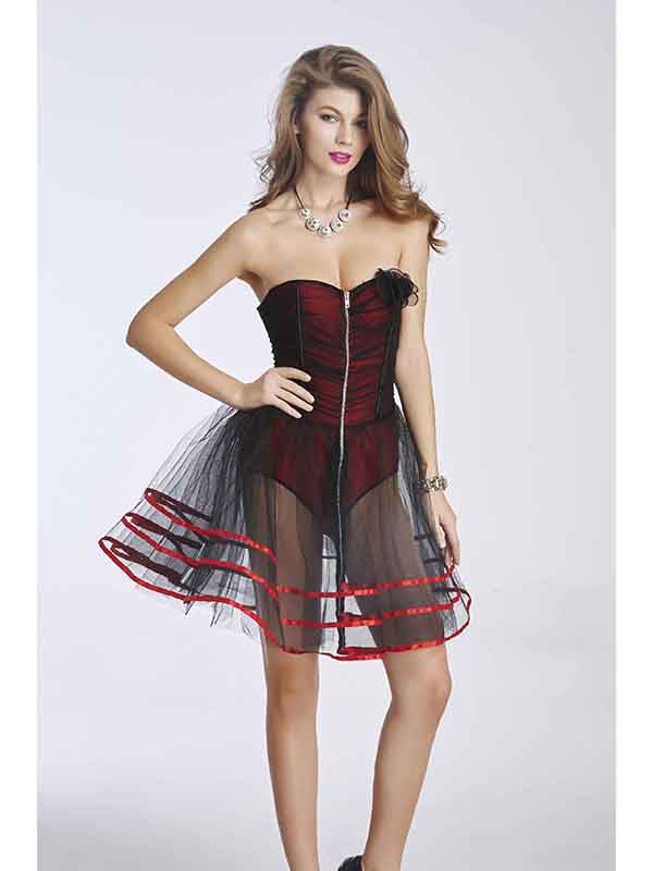 Sheer Mesh Ribbon Trim Tutu Skirt