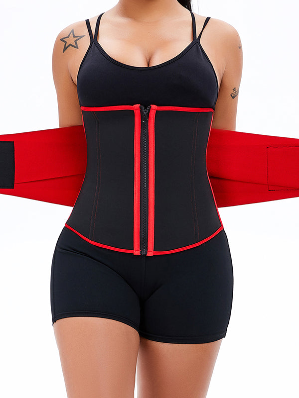 Red Strapped Hook Eyes Body Shaper