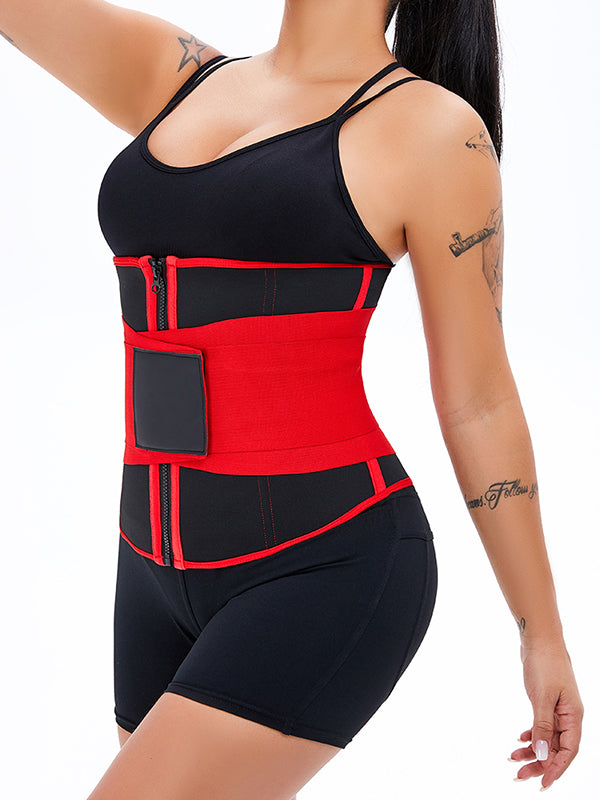 Red Strapped Hook Eyes Body Shaper