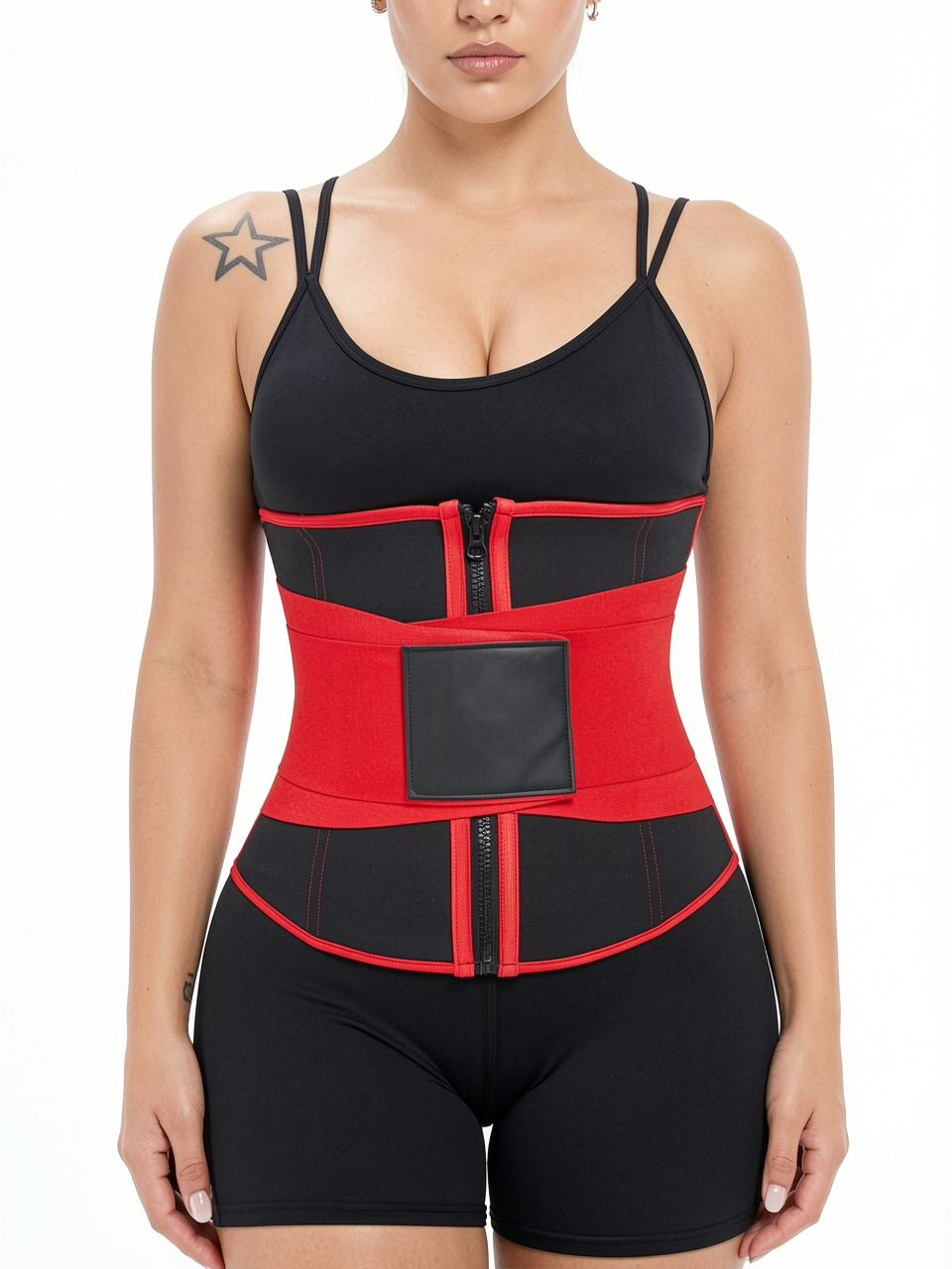 Red Strapped Hook Eyes Body Shaper