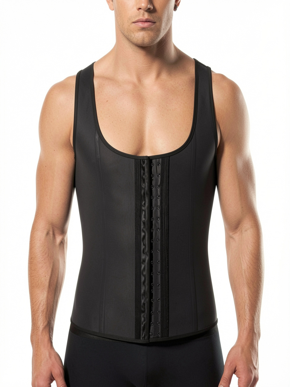 Black S-3XL Men Fashion Latex Corset