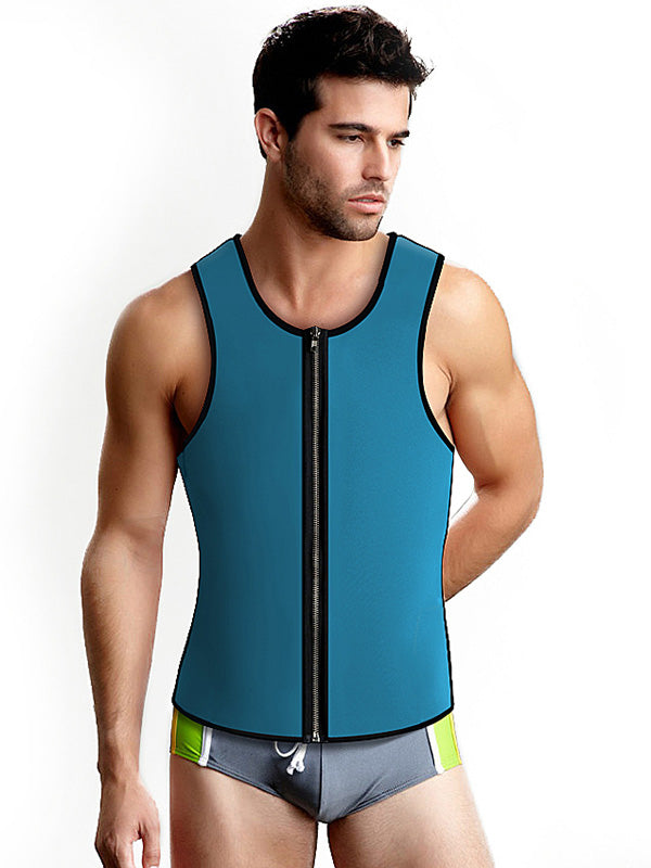 Blue S-4XL Men Two Side Latex Corset
