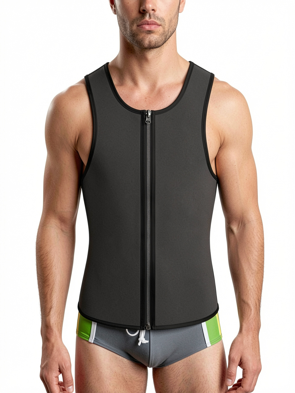 Blue S-4XL Men Two Side Latex Corset