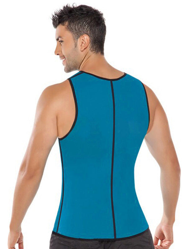 Blue S-4XL Men Two Side Latex Corset
