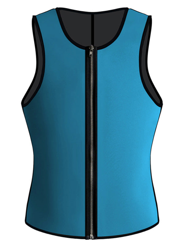 Blue S-4XL Men Two Side Latex Corset