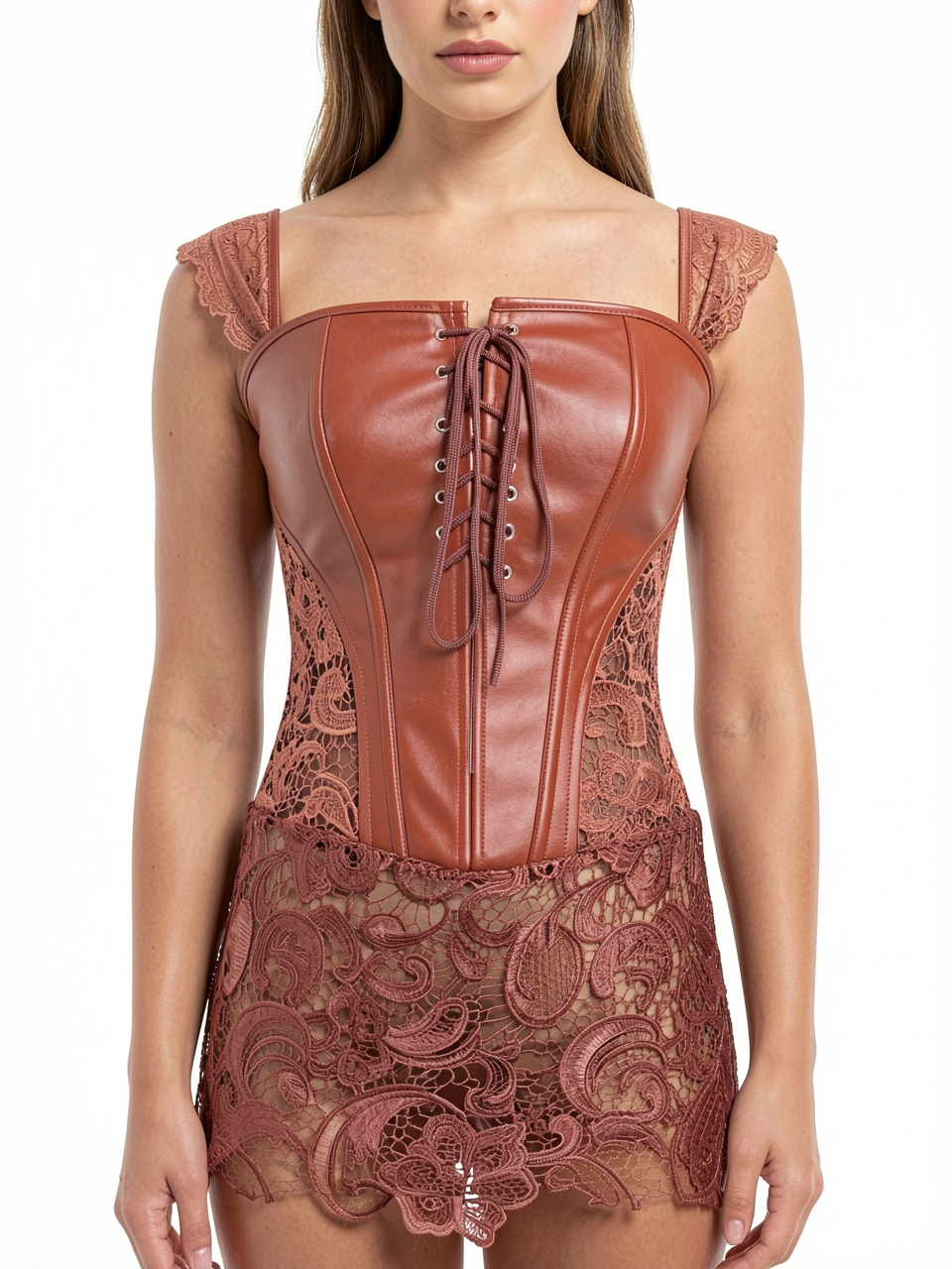 Woman Leather Sexy Overbust Corset