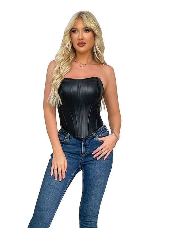 Women Sexy Vinyl Overbust Corset