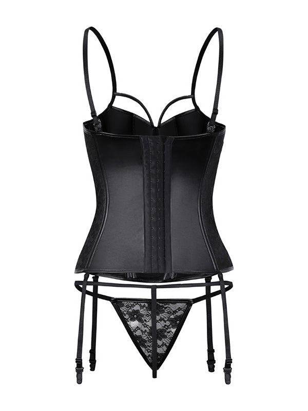 Women Vinyl Lace Overbust Corset
