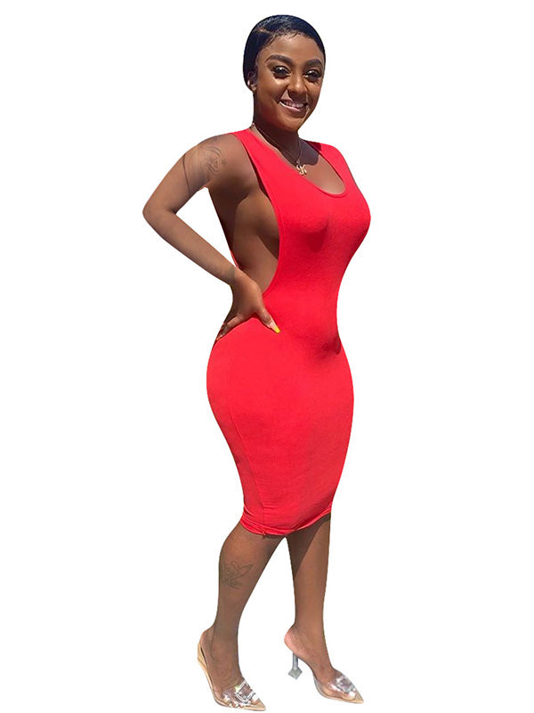 Women Sleeveless Midi Bodycon Dress