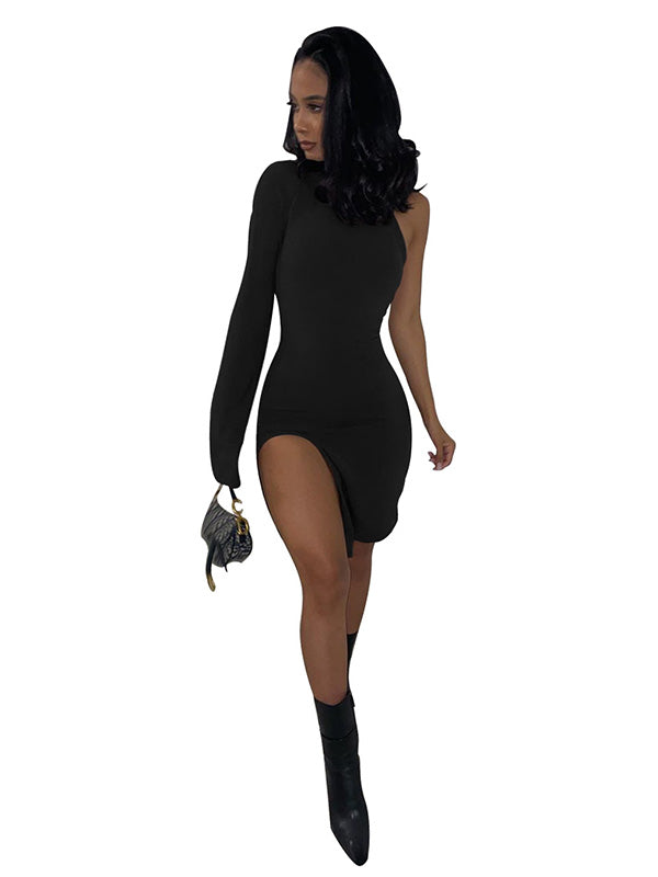 Women One Shoulder Sexy Bodycon Midi Dress