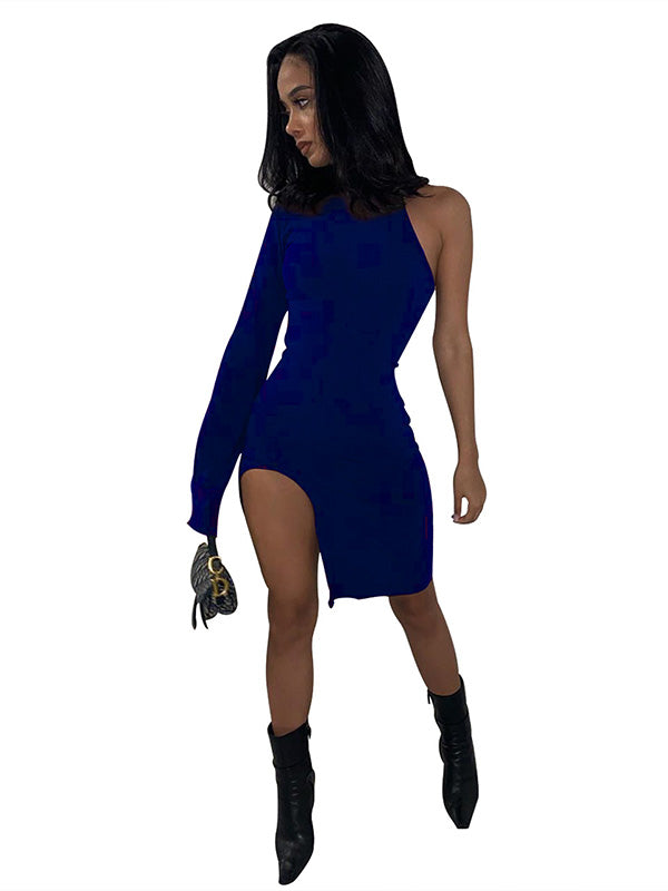 Women One Shoulder Sexy Bodycon Midi Dress