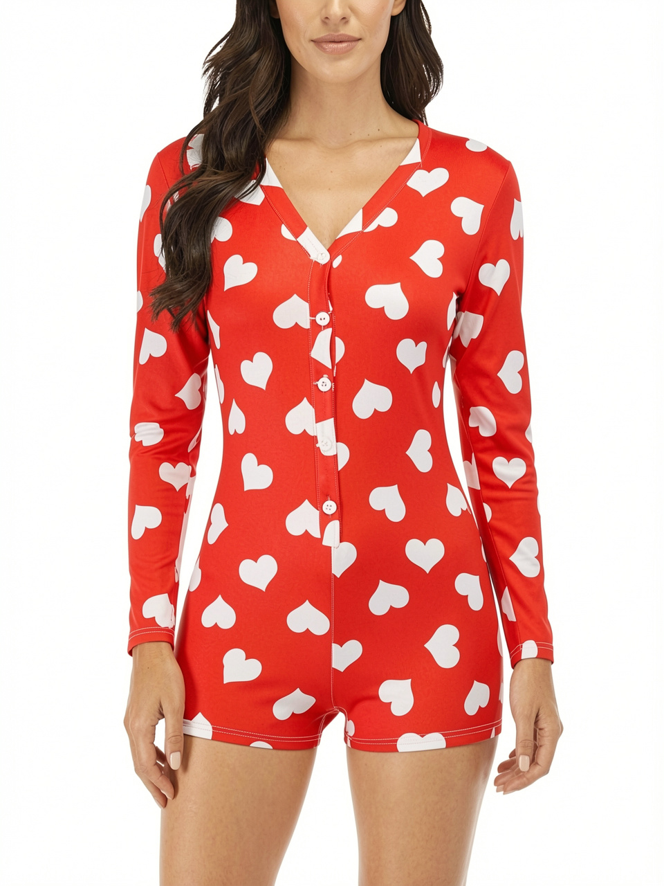 Women Long Sleeve Short Jumpsuit Romper