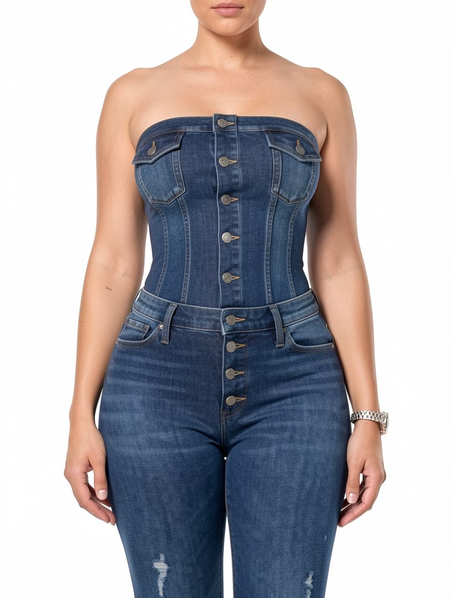 Women Fashion Sleeveless Denim Jumpsuit