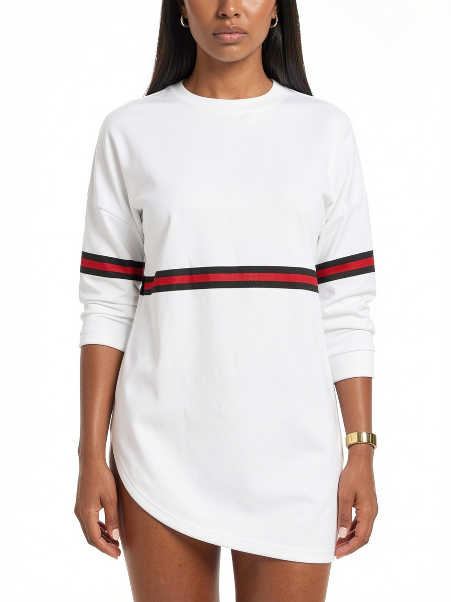 Round Neck Striped Patchwork Casual Dress