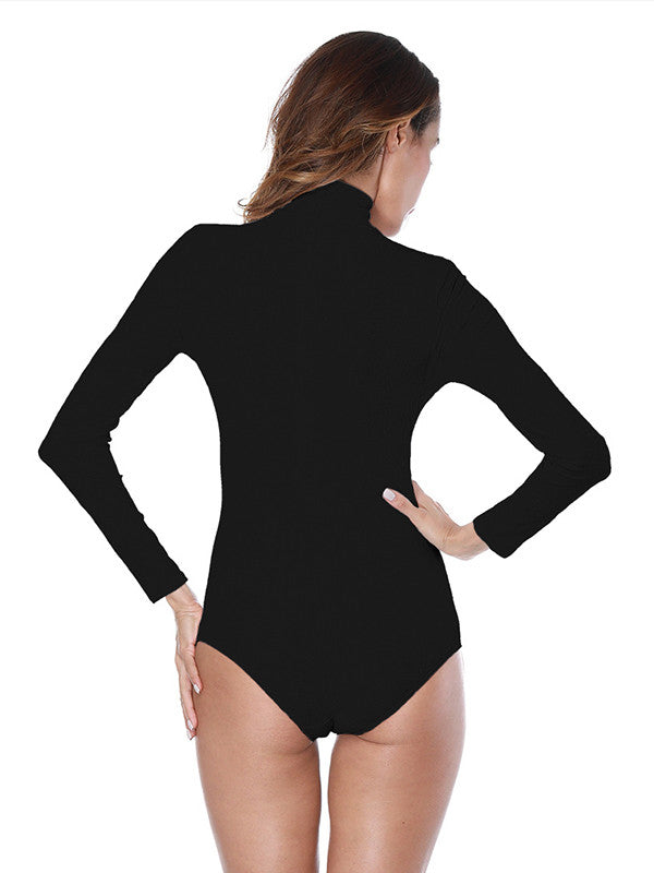 Long Sleeves Nylon One-piece Bodysuit