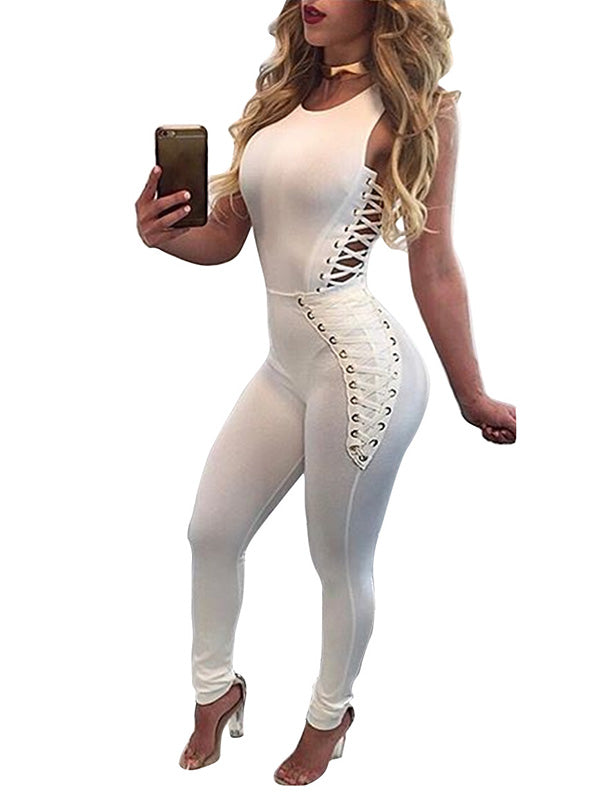 Round Neck Sleeveless Hollow-out Jumpsuits