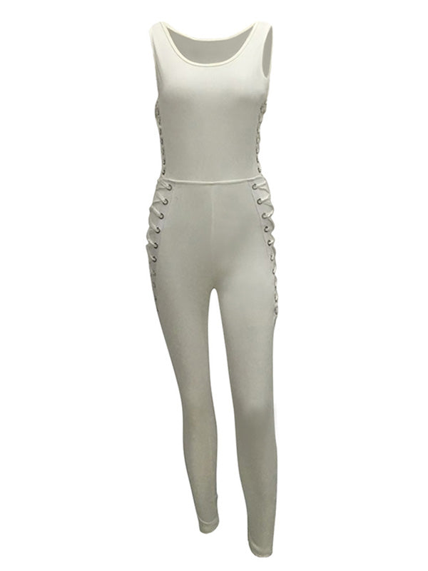 Round Neck Sleeveless Hollow-out Jumpsuits