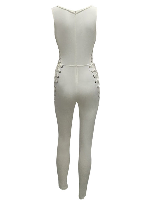 Round Neck Sleeveless Hollow-out Jumpsuits