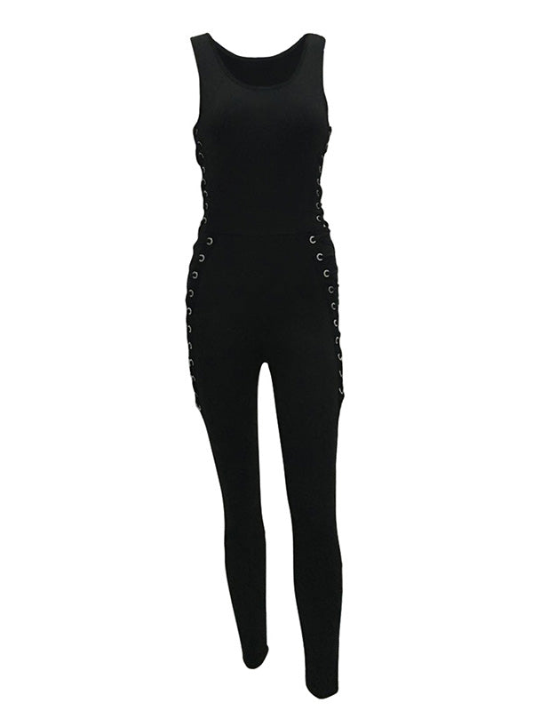 Round Neck Sleeveless Hollow-out Jumpsuits