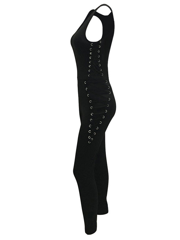 Round Neck Sleeveless Hollow-out Jumpsuits