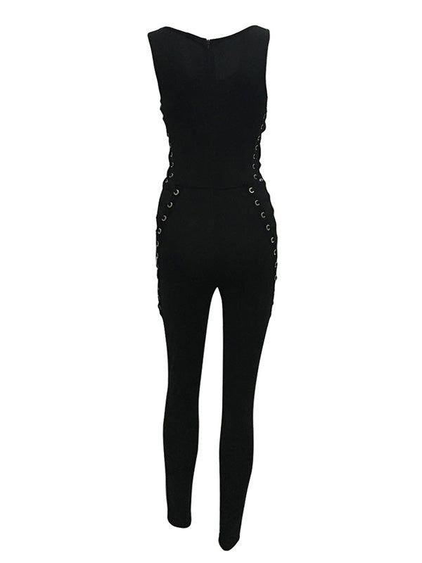 Round Neck Sleeveless Hollow-out Jumpsuits