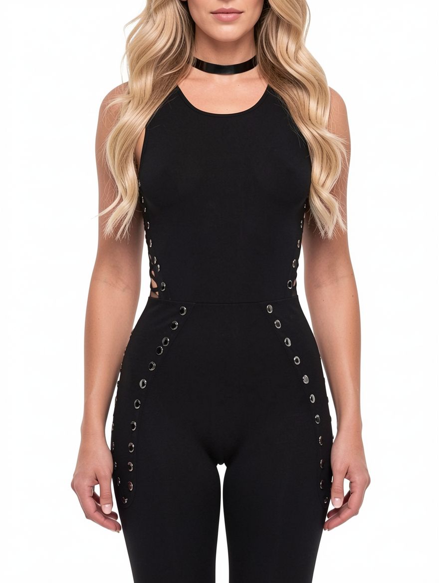 Round Neck Sleeveless Hollow-out Jumpsuits