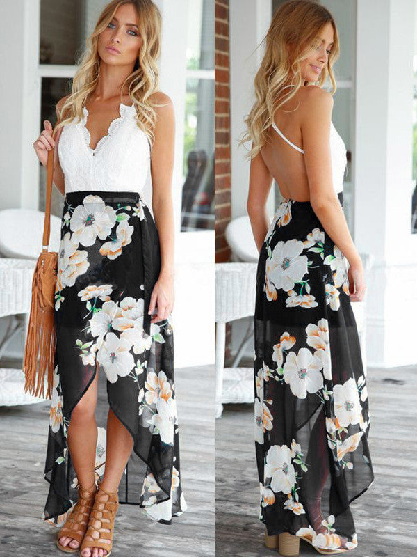 Chiffon Bohemian V Neck Beach Dress