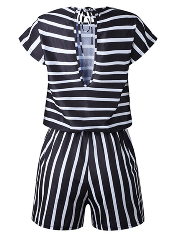Women Striped Loose Rompers