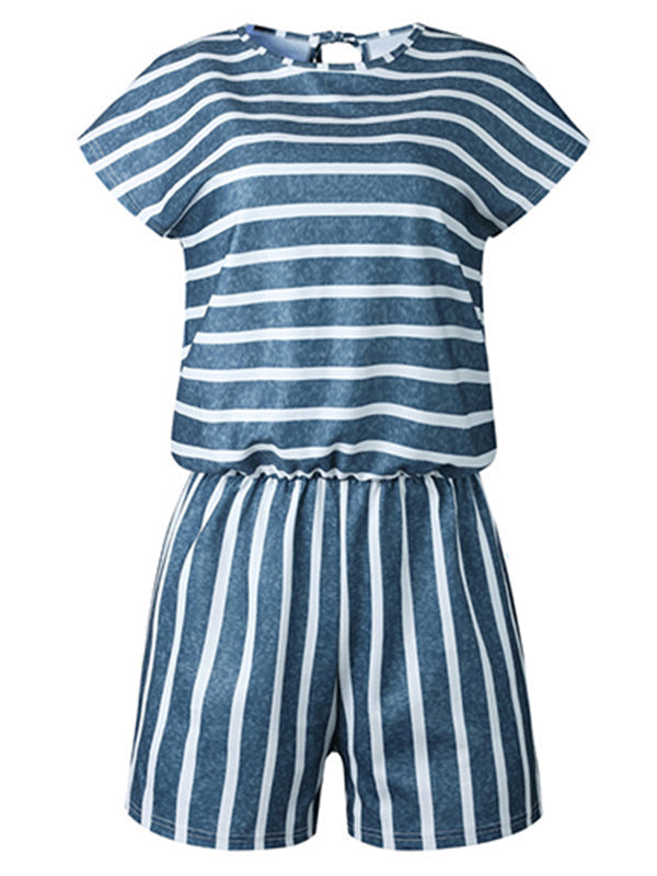 Women Striped Loose Rompers