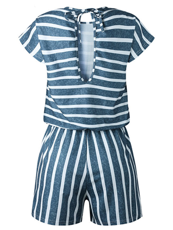 Women Striped Loose Rompers