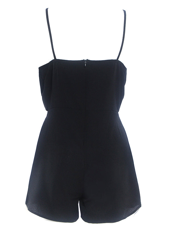 Black Spaghetti Strap V-neck Romper Playsuit