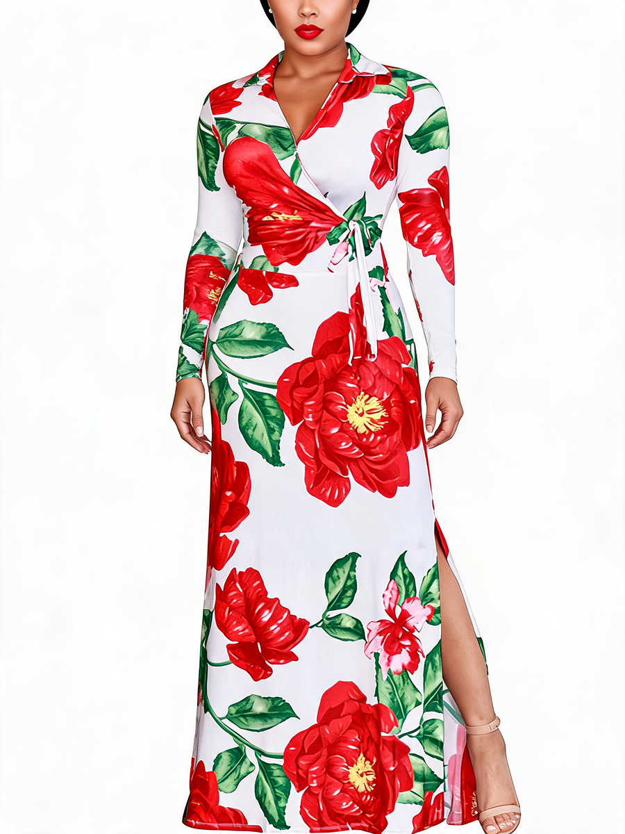 L-5XL Colorful Printed Bohemian Maxi Dress