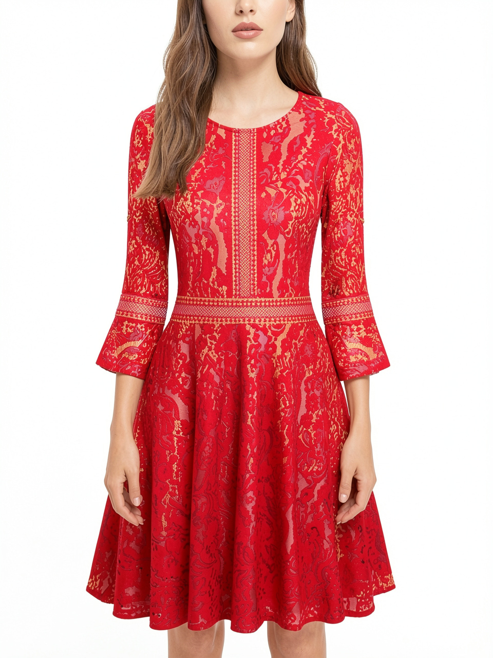 Fashion Floral Printed Lace Dress