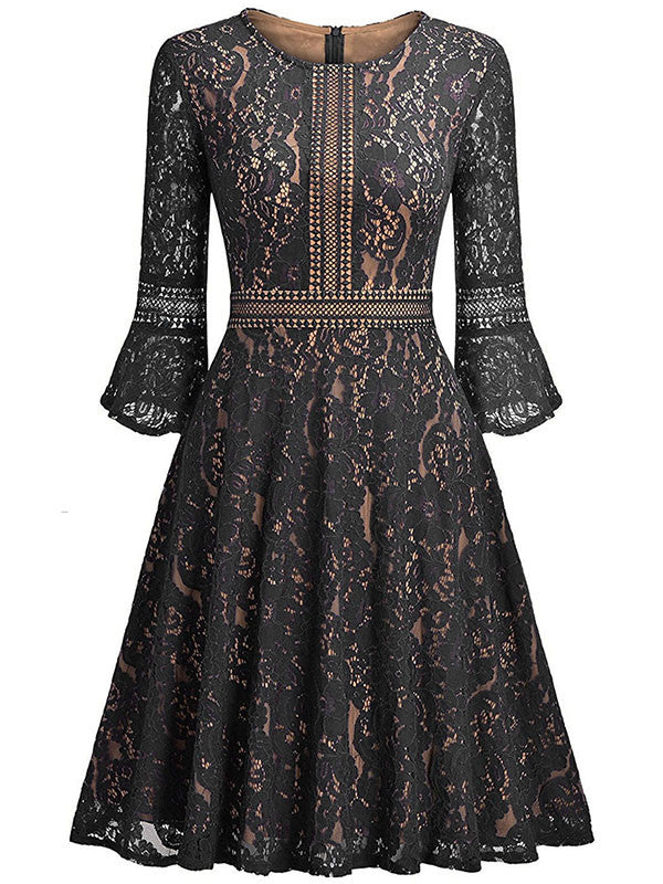 Fashion Floral Printed Lace Dress