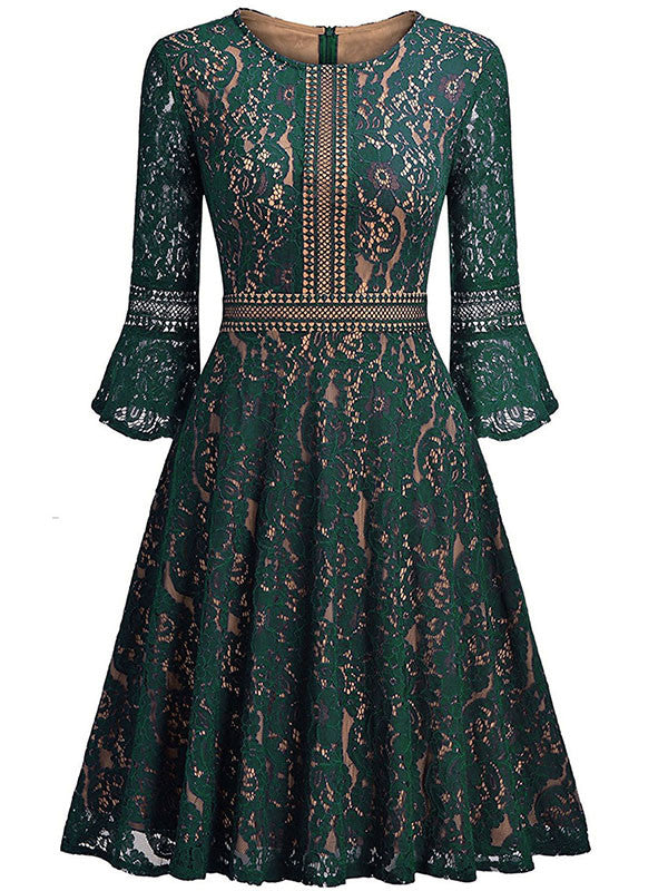 Fashion Floral Printed Lace Dress