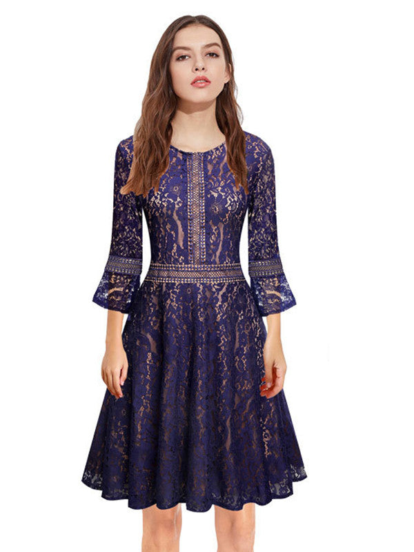 Fashion Floral Printed Lace Dress