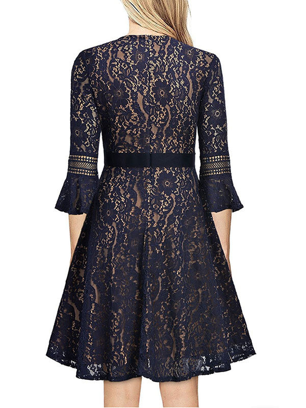 Fashion Floral Printed Lace Dress